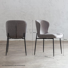 TOURO FABRIC DINING CHAIR  |  SILVER GREY WITH MEASUREMENTS