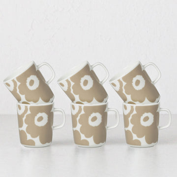 MARIMEKKO | UNIKKO COFFEE MUG 2.5DL | BEIGE + WHITE | SET OF 6