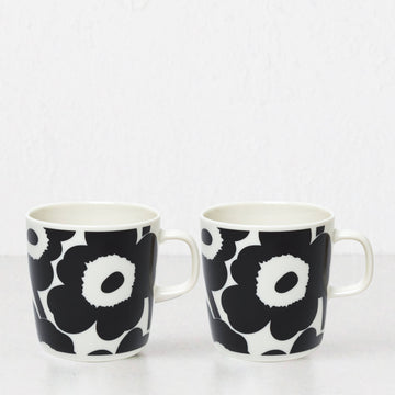 MARIMEKKO | UNIKKO COFFEE MUG 4DL | BLACK + WHITE | SET OF 2