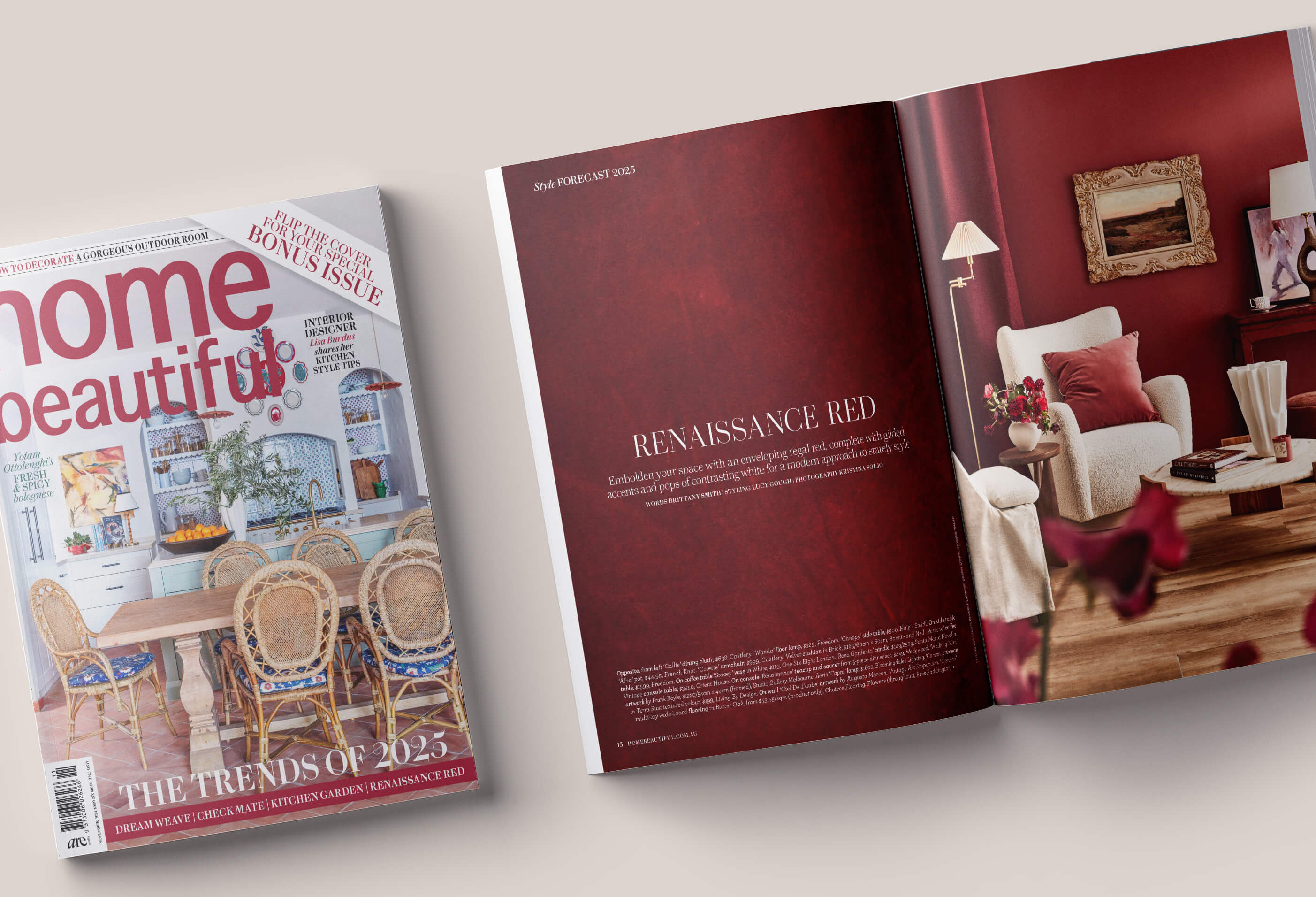 AS FEATURED IN HOME BEAUTIFUL... EMBRACE THE RENAISSANCE RED