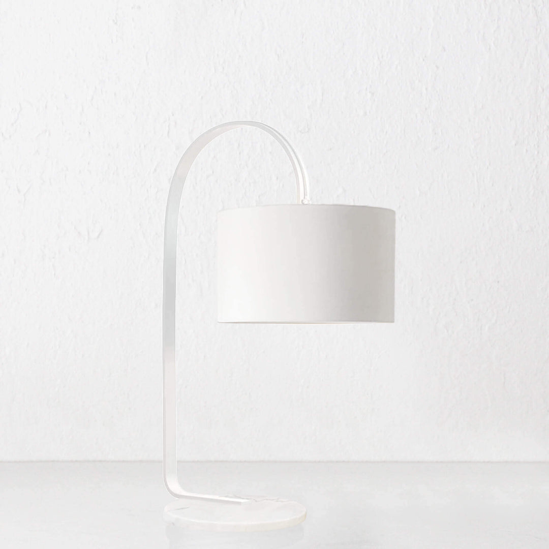 ARC TABLE LAMP  |  WHITE + MARBLE