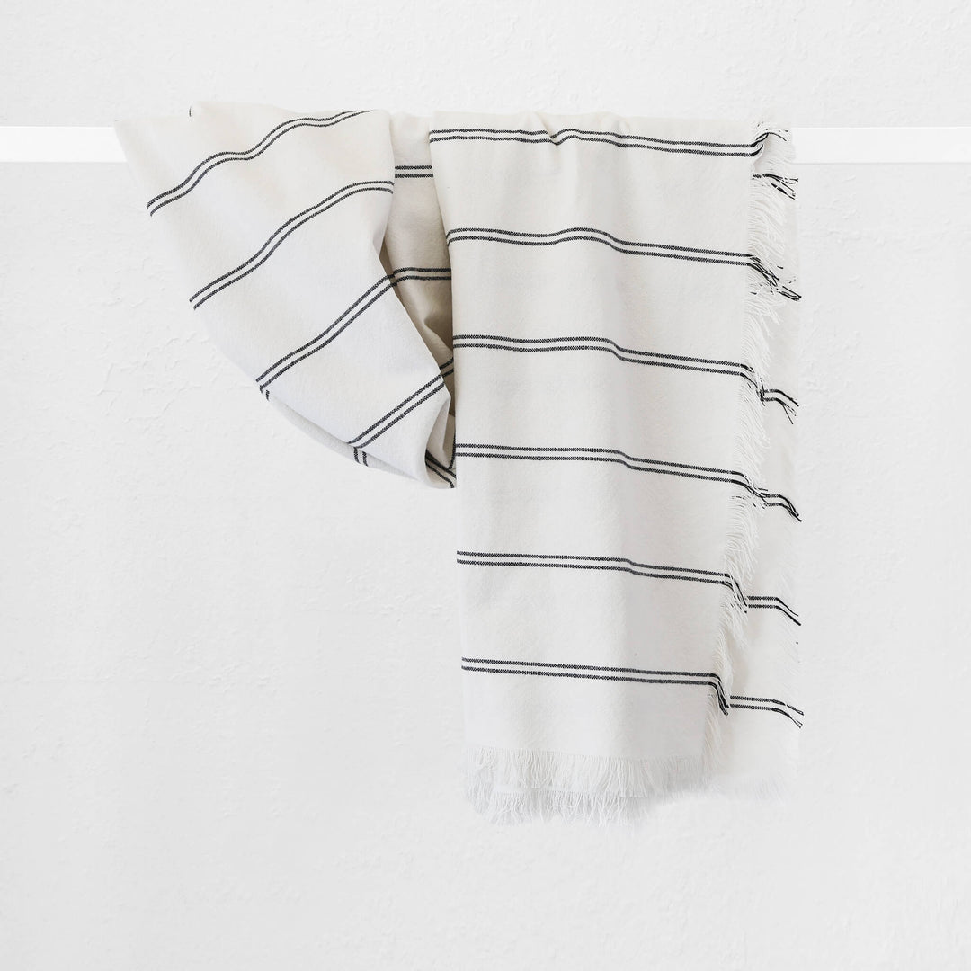 Les Salins Stripe Throw  |  170X130cm  |  White + Twin Charcoal Stripe