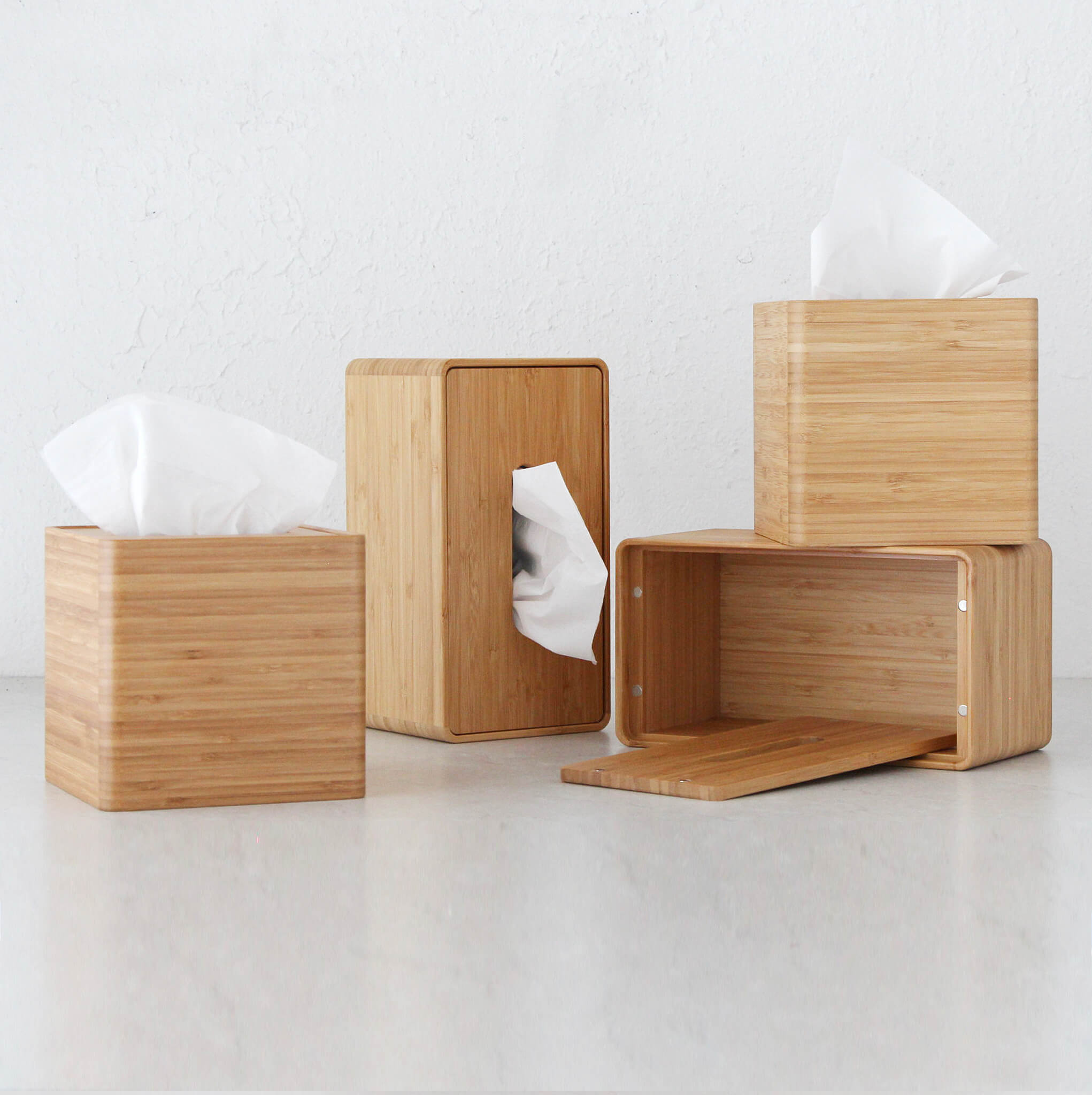 BAMBOO + WOODEN TISSUE BOX COVERS