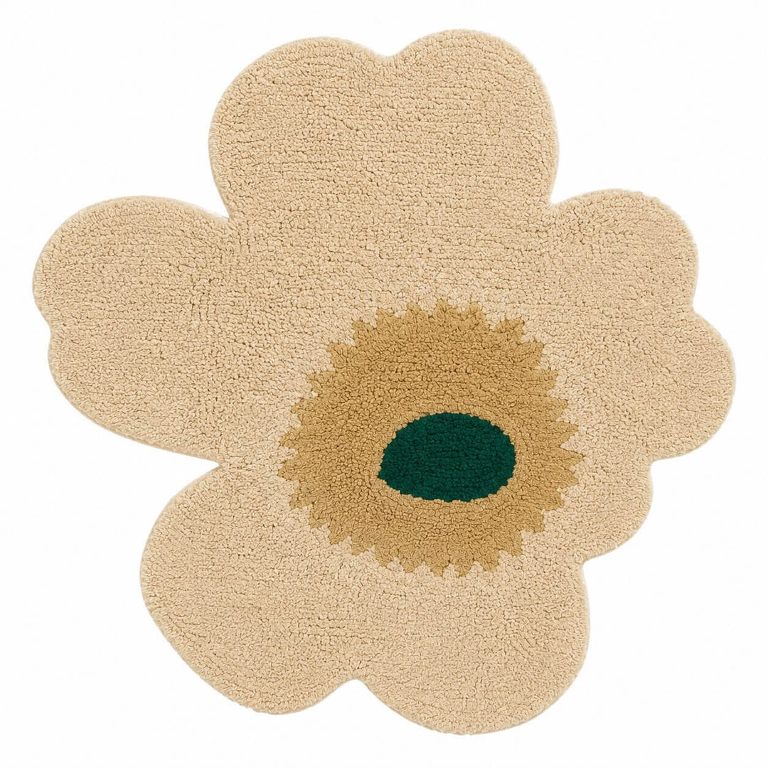 MARIMEKKO  |  UNIKKO BATH  MAT  |  73CM X 74CM  |  HAY + SAND + EMERALD