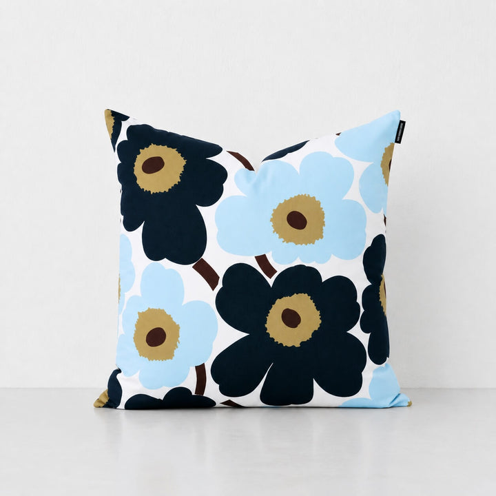MARIMEKKO  |  PIENI UNIKKO CUSHION  |  50 X 50CM  |  WHITE + BLUEBERRY + COLD BLUE + DARK BROWN