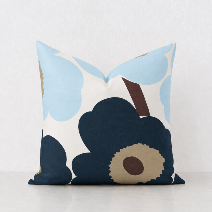 MARIMEKKO  |  PIENI UNIKKO CUSHION  |  50 X 50CM  |  WHITE + BLUEBERRY + COLD BLUE + DARK BROWN
