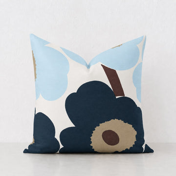 MARIMEKKO  |  PIENI UNIKKO CUSHION  |  50 X 50CM  |  WHITE + BLUEBERRY + COLD BLUE + DARK BROWN