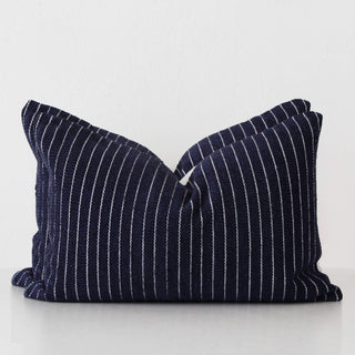 SAN CARRO HAND WOVEN CUSHION BUNDLE X2  |  40X60CM  |  DENIM BLUE + WHITE STRIPE