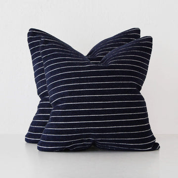 SAN CARRO HAND WOVEN CUSHION BUNDLE X2  |  50X50CM  |  DENIM BLUE + WHITE STRIPE