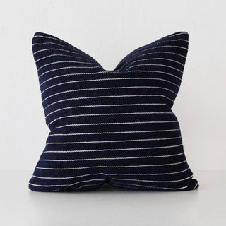 SAN CARRO HAND WOVEN CUSHION  |  DENIM BLUE + WHITE STRIPE  |  60X60