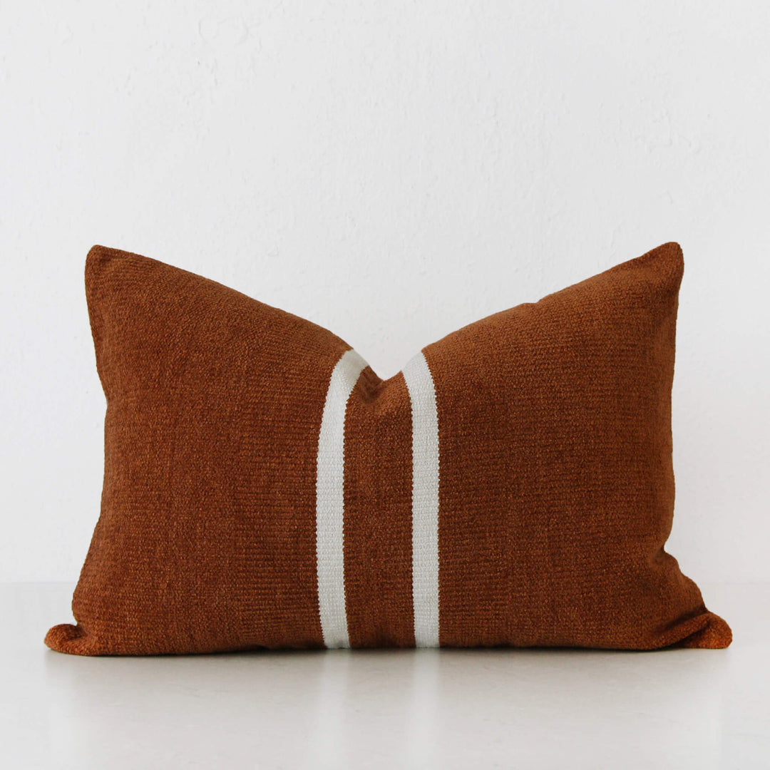 RICCA HAND WOVEN CUSHION  |  RUST + WHITE STRIPE  |  40X60