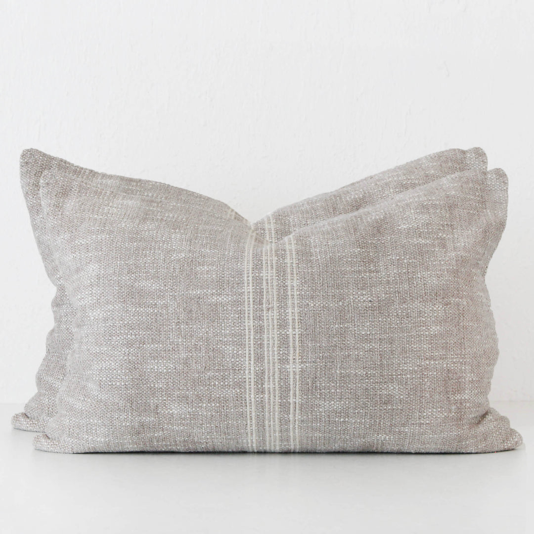 CRETO HAND WOVEN CUSHION BUNDLE X2  |  40X60CM  |  SAND DUST + OFF WHITE STRIPE