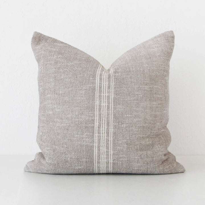 CRETO HAND WOVEN CUSHION  |  SAND DUST + OFF WHITE STRIPE  |  60X60