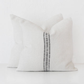 CRETO HAND WOVEN CUSHION BUNDLE X2  |  50X50CM  |  WHITE BLANC + BLACK STRIPE