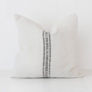 CRETO HAND WOVEN CUSHION  |  WHITE BLANC + BLACK STRIPE  |  60X60