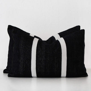 CASELLA HAND WOVEN CUSHION BUNDLE X2  |  40X60CM  |  BLACK NOIR + WHITE STRIPE