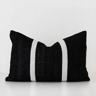 CASELLA HAND WOVEN CUSHION  |  BLACK NOIR + WHITE STRIPE  |  40X60