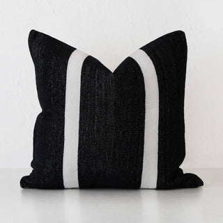 CASELLA HAND WOVEN CUSHION  |  BLACK NOIR + WHITE STRIPE  |  60X60