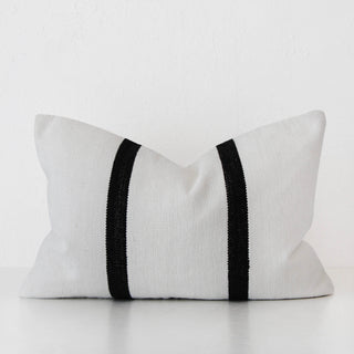 CASELLA HAND WOVEN CUSHION  |  WHITE BLANC + BLACK STRIPE  |  40X60