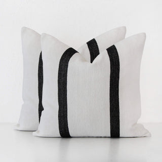 CASELLA HAND WOVEN CUSHION BUNDLE X2  |  50X50CM  |  WHITE BLANC + BLACK STRIPE