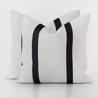 CASELLA HAND WOVEN CUSHION BUNDLE X2  |  60X60CM  |  WHITE BLANC + BLACK STRIPE