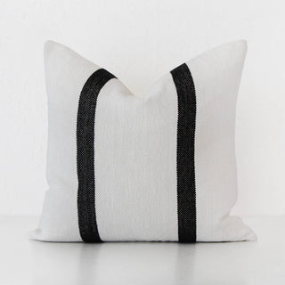 CASELLA HAND WOVEN CUSHION  |  WHITE BLANC + BLACK STRIPE  |  60X60