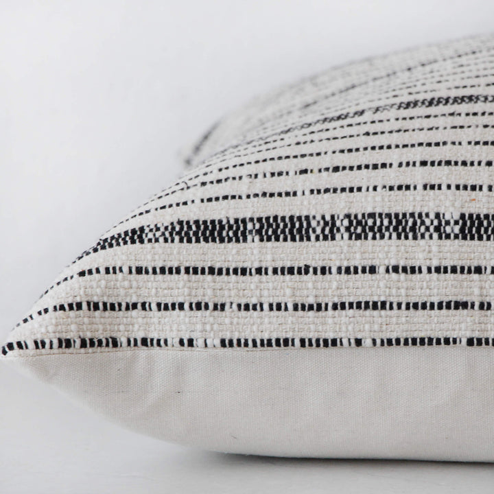 MARZANO HAND WOVEN CUSHION BUNDLE X2  |  60X60CM  |  WHITE BLANC + BLACK STRIPE