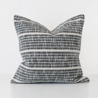 MARZANO HAND WOVEN CUSHION  |  BLACK NOIR + WHITE STRIPE  |  60X60