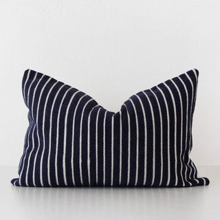 SAN MARTINO HAND WOVEN CUSHION  |  DENIM BLUE + WHITE STRIPE  |  40X60