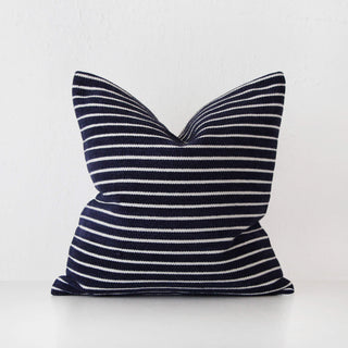 SAN MARTINO HAND WOVEN CUSHION  |  DENIM BLUE + WHITE STRIPE  |  50X50
