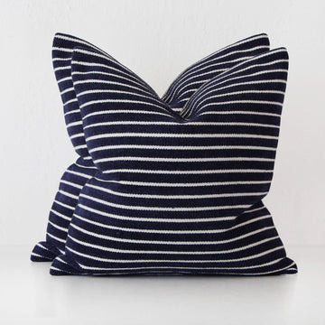 SAN MARTINO HAND WOVEN CUSHION BUNDLE X2  |  60X60CM  |  DENIM BLUE + WHITE STRIPE
