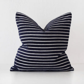 SAN MARTINO HAND WOVEN CUSHION  |  DENIM BLUE + WHITE STRIPE  |  60X60