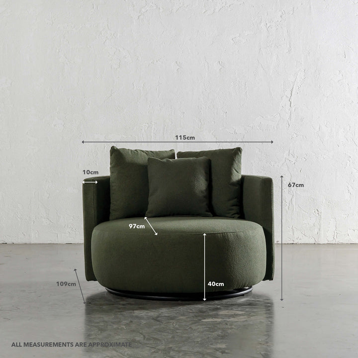 ACHERY XL CURVED ARMCHAIR | BANCHA LEAF GREEN | MEASUREMENTS