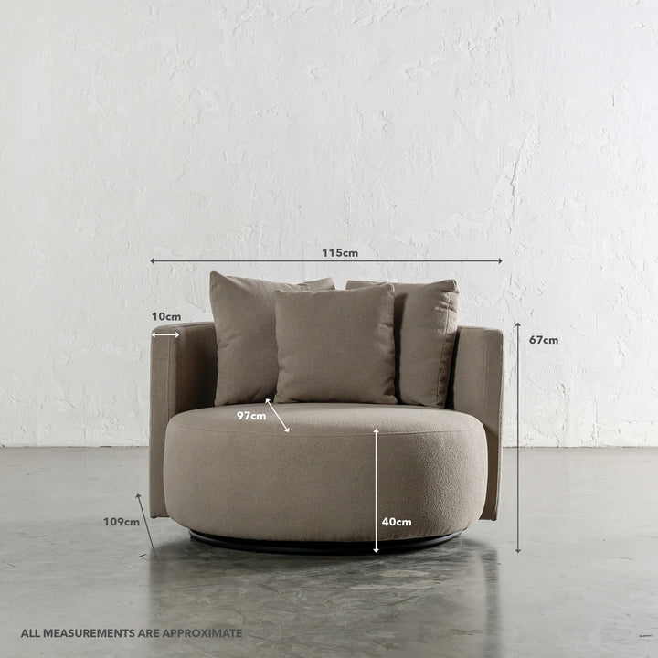 ACHERY XL CURVED ARMCHAIR | MAVORA STONE | MEASUREMENTS