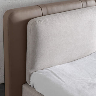 ALBARO BED FRAME  |  BEIGE ROYAL + TOBACCO TAN  |  BED HEAD CLOSE UP