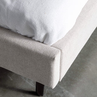 ALBARO BED FRAME  |  BEIGE ROYAL + TOBACCO TAN  |  BED BASE CLOSE UP