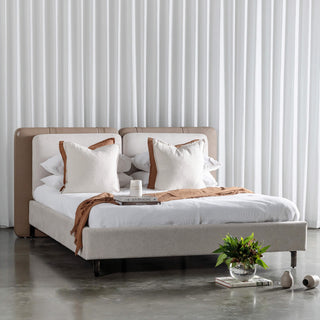 ALBARO BED  FRAME  |  BEIGE ROYAL + TOBACCO TAN