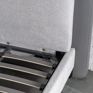 ALBARO BED FRAME  |  MISTY GREY + DEEP OLIVE MOSS CLOSE UP