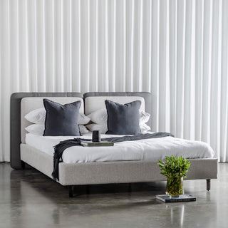 ALBARO BED FRAME  |  MISTY GREY + DEEP OLIVE MOSS