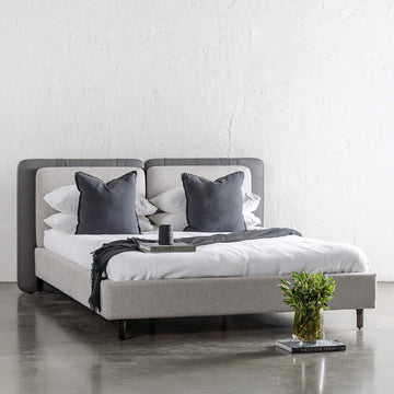 ALBARO BED FRAME  |  MISTY GREY + DEEP OLIVE MOSS