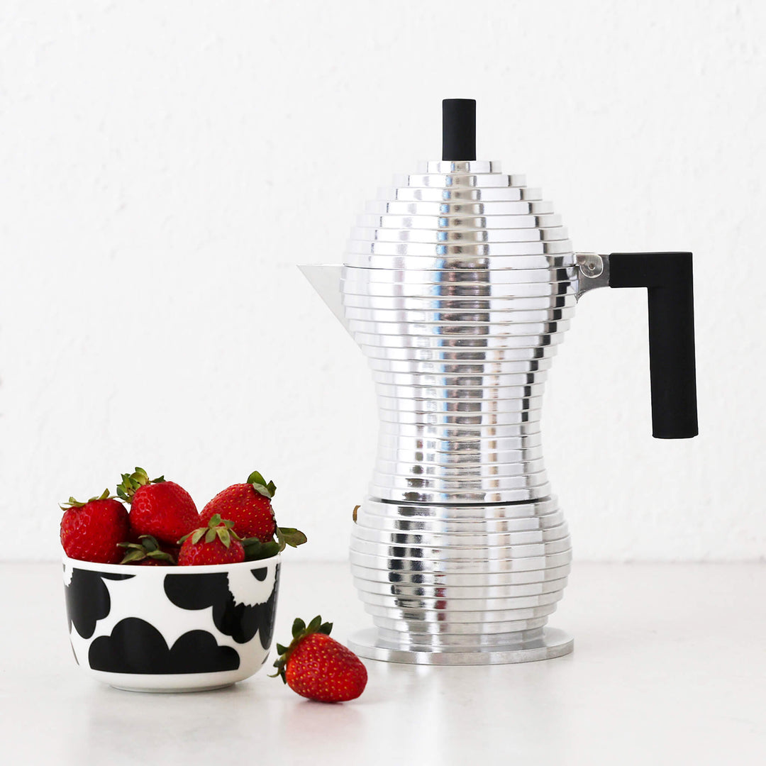 ALESSI  |  PULCINA ESPRESSO COFFEE MAKER  |  6 CUP  |  BLACK HANDLE