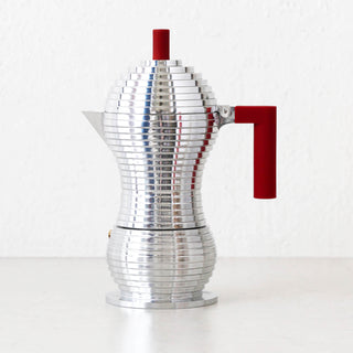 ALESSI | PULCINA ESPRESSO COFFEE MAKER | 6 CUP | RED HANDLE