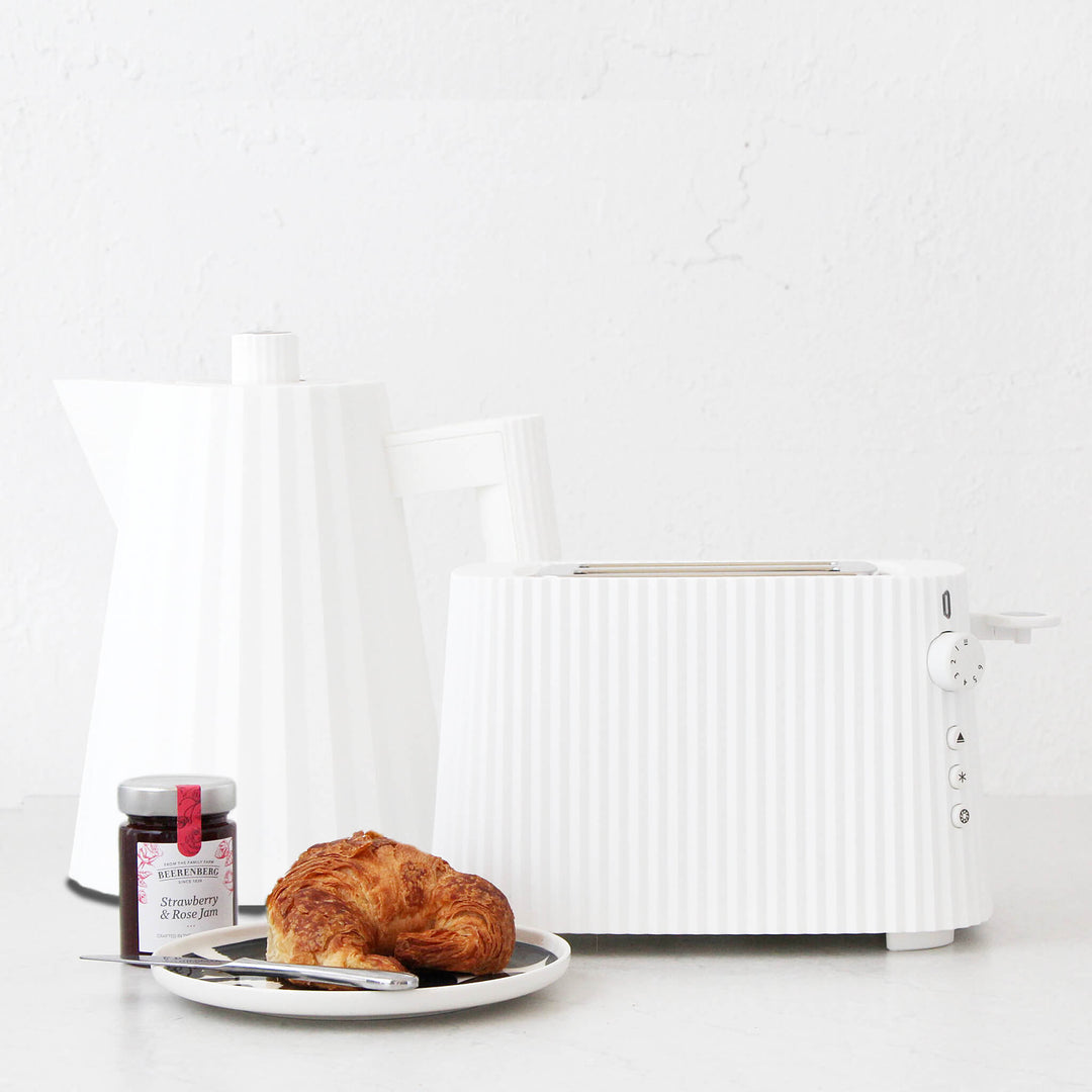 ALESSI  |  PLISSE KETTLE 1L  + TOASTER 2 SLICE BUNDLE  |  MATTE WHITE