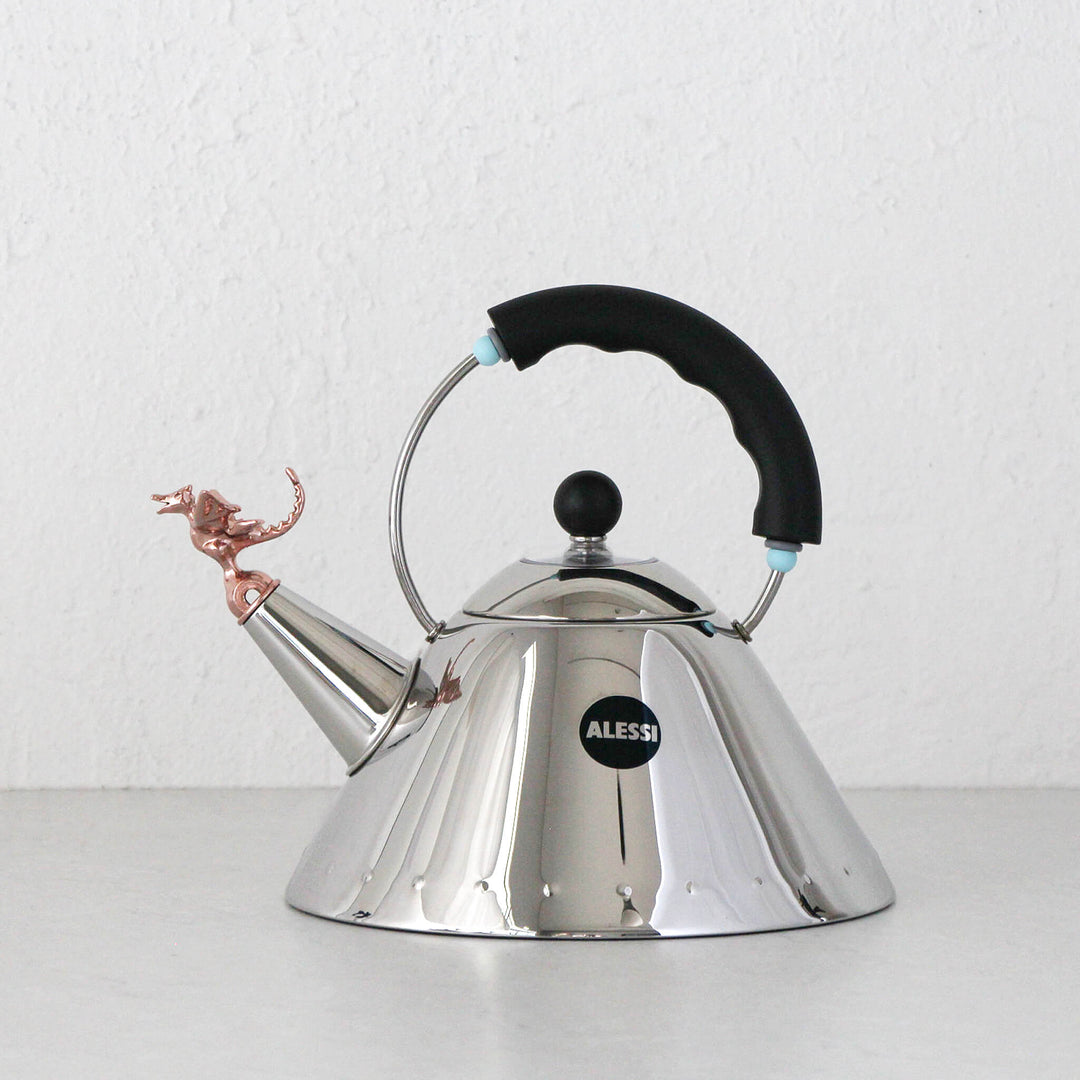 ALESSI | T-REX KETTLE | BLACK HANDLE + GOLD T-REX | BY MICHAEL GRAVES