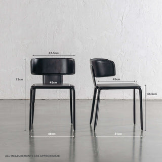 ALLAIRE MID CENTURY VEGAN LEATHER DINING CHAIR  |  |  BUNDLE + SAVE  |  NOIR BLACK
