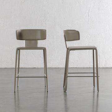 ALLAIRE MID CENTURY VEGAN LEATHER BAR CHAIR | SANDBAR TAUPE