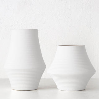 LIVING BY DESIGN EXCLUSIVE  |  ALVA CERAMIC VASE BUNDLE X2  |  M + L  |  WHITE CERAMIC