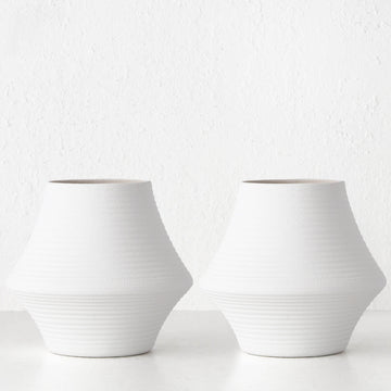 LIVING BY DESIGN EXCLUSIVE  |  ALVA CERAMIC VASE BUNDLE X2  |  MEDIUM  |  WHITE CERAMIC