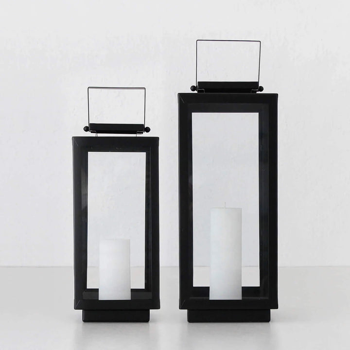 AMALFI HURRICANE LANTERN BUNDLE X2 | MEDIUM + LARGE | BLACK