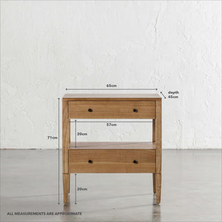 AMARA CONRAD BEDSIDE NIGHTSTAND | NATURAL TIMBER GRAIN | MEASUREMENTS